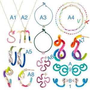 1 BEA BONGIASCA Squiggle-design 9Ct Yellow Gold Hot Enamel